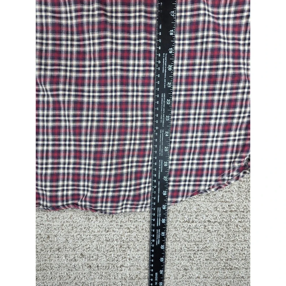 Theory‎ Zack PS Plaid Flannel Button Down Shirt Mens Large Red Blue